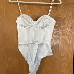 Zara white satin bodysuit size small